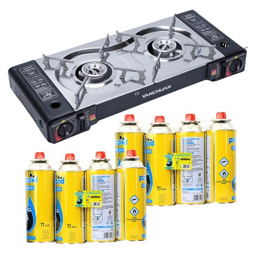 Portable double burner - double, gas