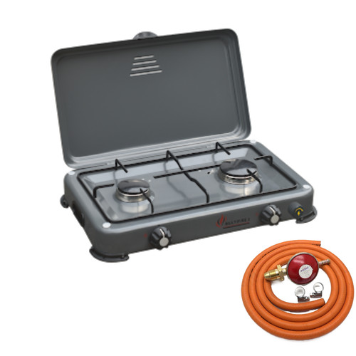 Dual burner portable camping - burner,